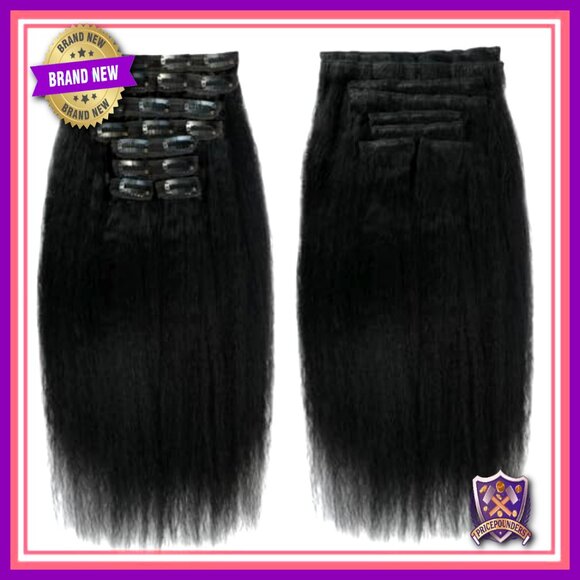 Kinky Straight Clip-In Human Hair Extensions 12 Inch 8 Pieces 110g main image 2
